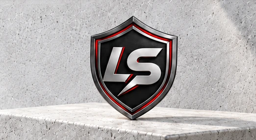 The LeadStrike LS shield emblem standing on a concrete ledge.